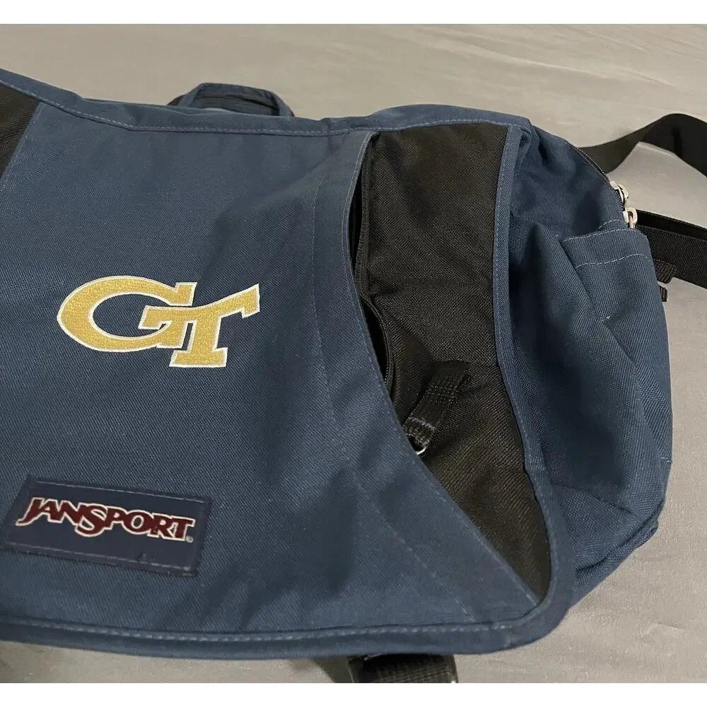 Jansport Georgia Tech GT Embroidered Messenger Bag Navy Blue Excellent Cond